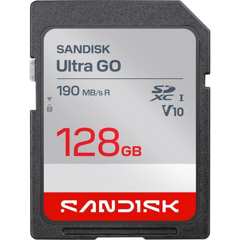 Carte SD Sandisk Ultra Go UHS-I 128 Go 190 Mo/s (lecture)