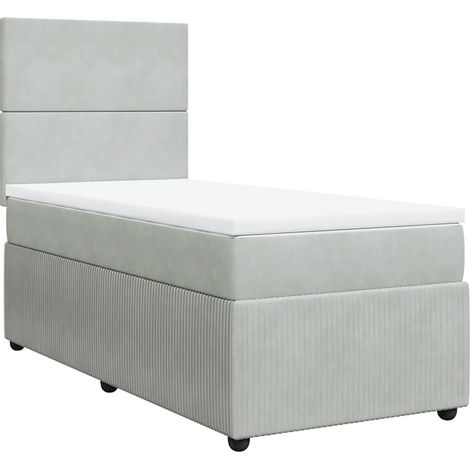 Maison Exclusive - Cama box spring con colchón terciopelo gris cl (1/5)