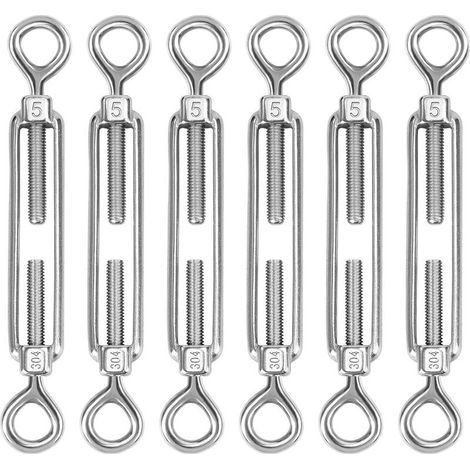 M5 Tendeur Cable Acier Inoxydable, Lot de 6 Tendeur de Fil œillet et œillet Réglable Heavy Duty Tension pour Corde Cable Fil à Linge, Grillagefor Sun Shade Installation (1/5)