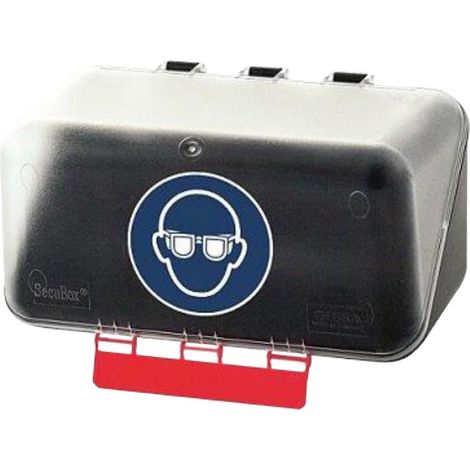 Mini boîte de rangement pour lunettes de protection - Boîte transparente pour lunettes de protection en plastique ABS avec pictogramme d'obligation selon VGB 125 - IP65 (1/4)