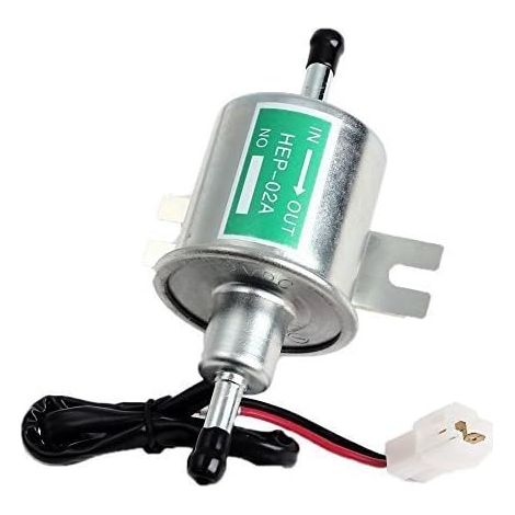 Pompa carburante elettrica universale per impieghi gravosi da 12 V, in metallo, a bassa pressione - Tipo in linea con linea fissa imbullonata, adatta per benzina e diesel HEP-02A (1/2)