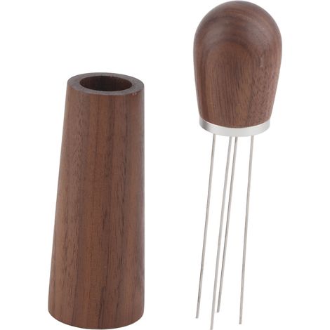 Distributeur d'aiguilles à café en acier inoxydable, outil de mélange portable avec manche en bois (1/5)