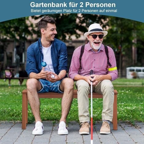 Weatherproof garden bench, 2-seater bench made of solid wood without backrest, wooden bench with a load capacity of up to 150 kg (1/5)