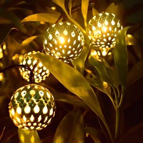 Luci decorative a LED a energia solare con sfere, 4,9 m, 20 sfere LED marocchine, bianco caldo 3000 K, impermeabili, per giardino, patio, feste e Natale (1/5)