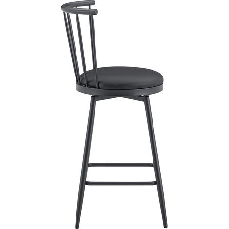 Barhocker aus Metall im Windsor-Stil mit gepolsterter schwarzer PU-Sitzfläche 96 cm MODENUIT (1/5)