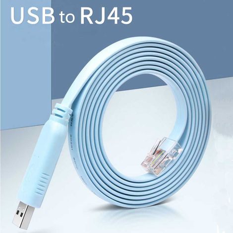 Câble console USB vers RJ45 de 1,8 m Compatible avec Cisco (bleu) (1/5)
