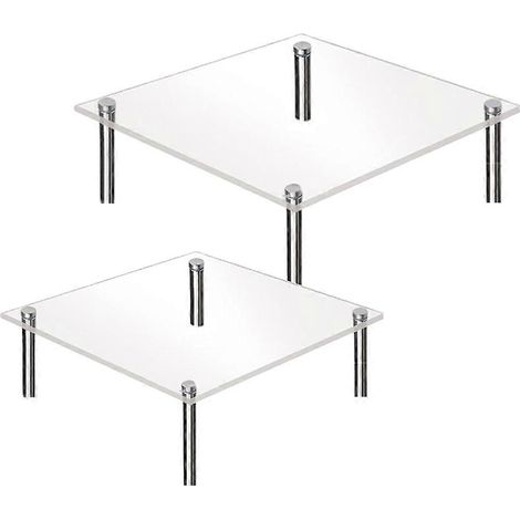 Présentoir à gâteaux en acrylique, 2 supports carrés transparents (1/5)
