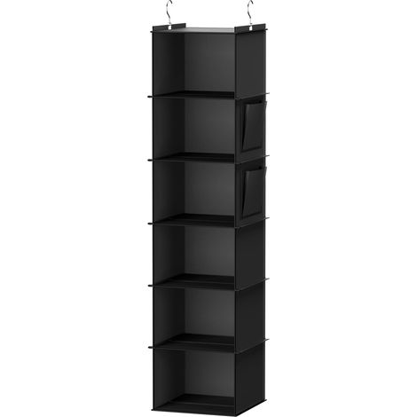 Étagère de Penderie Suspendue Pliable 6 Niveaux - Organisateur de Rangement pour Vêtements et Chaussures avec Renfort Intérieur - Noir (1/5)