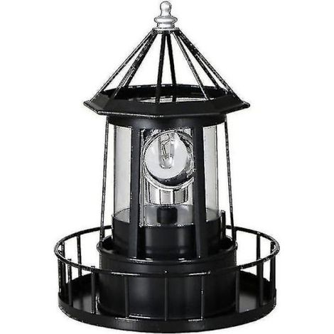 Phare Solaire - Lampe De Jardin Rotative 360° - IP65 - ABS + Métal - 15 X 21 Cm - Noir - 1 Unité (1/5)
