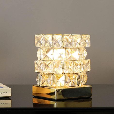 Trade Lampe de table en cristal Rétro Lampe de chevet élégante en cristal Lampe glorieuse Lampe de chevet décorative E27 lampe de table, pour chambre Salon Dressing (pas d'ampoule)