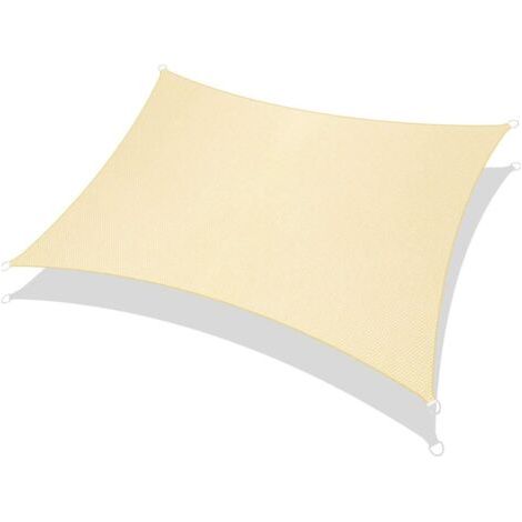 Voile d'ombrage Rectangle Sable 2 × 3 mètres, Toile imperméable Une Protection des Rayons UV à 95%, pour en Plein air, Jardin & terrasse, Pelouse (1/5)