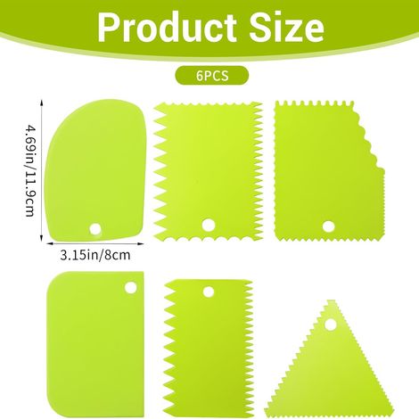Ensemble de 6 racloirs à argile en plastique avec manche - adaptés au travail de l'argile molle - racloir à argile industriel - outil de sculpture - outil de potier - vert (1/5)