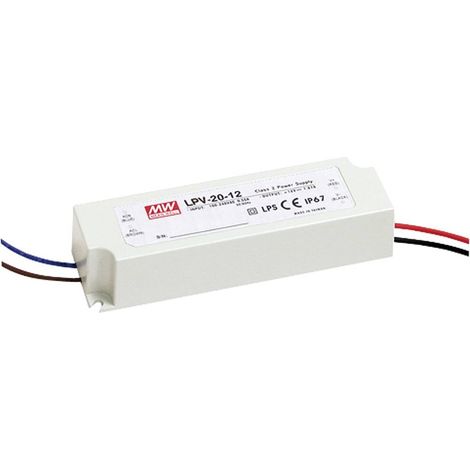 Mean Well LPV-20-12 Trasformatore per LED Tensione costante 20 W 0 - 1.67 A 12 V/DC non dimmerabile, Protezione sovracc