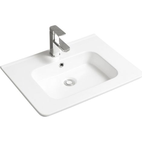 Lavabo rettangolare da incasso - 60 x 46 cm - Bianco lucido - ORIS (1/4)