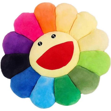 Coussin décoratif tournesol en peluche Sunrain, coussin de sol fleuri Murakami au visage souriant, peluche tournesol colorée, coussin pour animaux de compagnie, coussin pour la maison et la chambre (1/5)