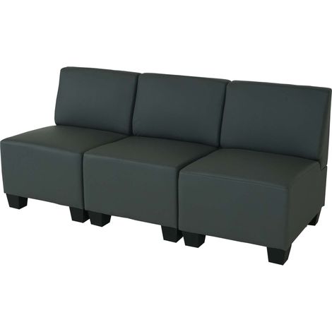 [NON UTILIZZATO] Salotto modulare componibile lounge moderno Lione N71 ecopelle divano 3 posti senza braccioli grigio scuro
