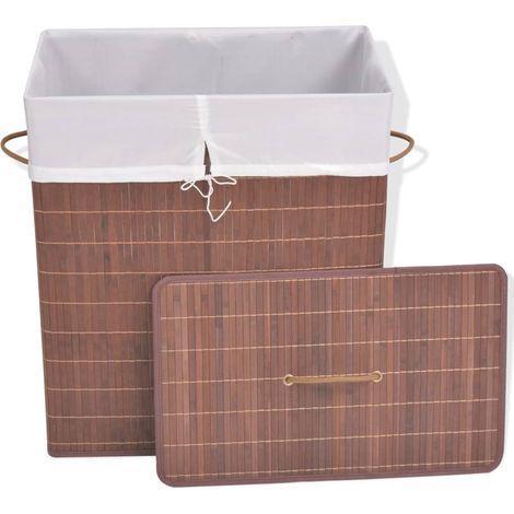 Maison Exclusive - Cesto de la ropa de bambú rectangular marrón