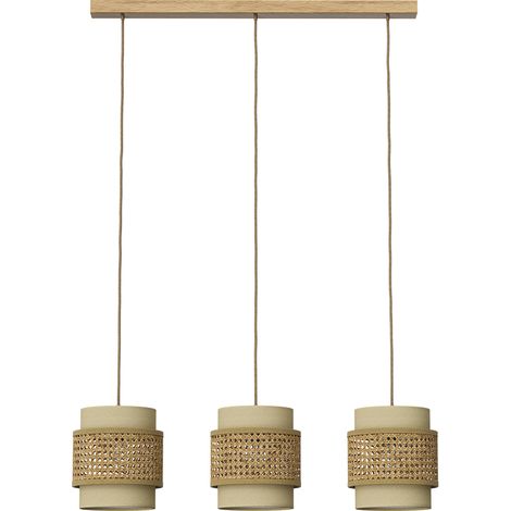3er Pendelleuchte Morten, Rattan/Creme, 70 x 120 cm, Vicco