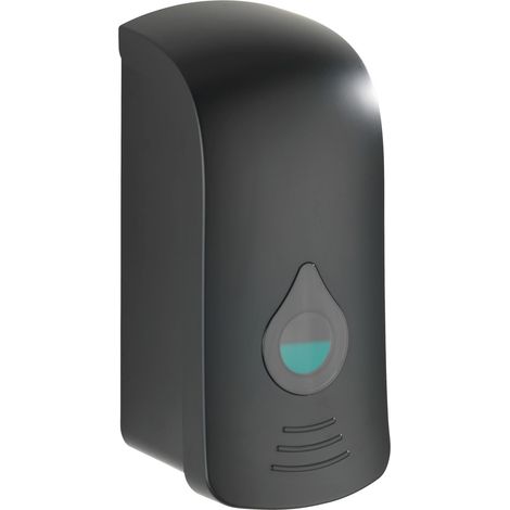 WENKO Dispenser per sapone liquido da muro Ranera L, dispenser per gel igienizzante da muro, senza bisogno di forare, Capacità 740 ml, Plastica, 10,5x24,5x10,5 cm, nero (1/5)