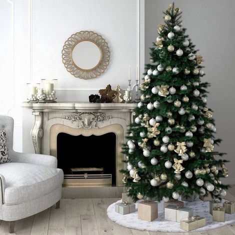 1 Jupe d'arbre flocon de neige,fausse fourrure dorée,décoration Noël,90 cm (1/4)