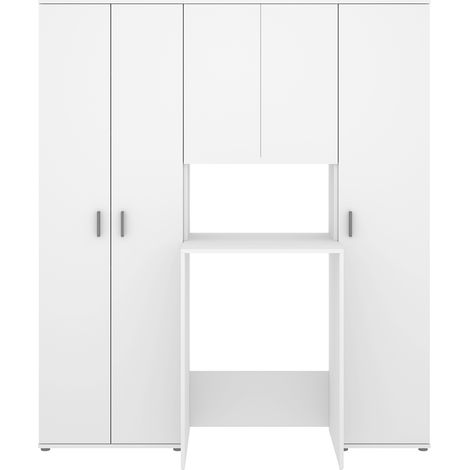 Meuble Buanderie Multifonction avec 2 Colonne de Rangement coloris Blanc - Longueur 163,3 x Profondeur 62 x Hauteur 190 cm (1/4)