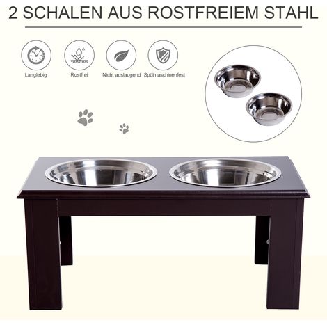 Gamelle pour chien antidérapante, 58,4 x 30,5 x 25,4cm, grise, 2 litres par bol (1/5)