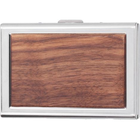 Porte-cartes en bois coffre-fort pour cartes bancaires, boîtier portable pour cartes de visite professionnelles, homme femme - Noyer (1/5)