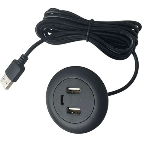 Chargeur USB Type-C intégré pour prise de bureau multifonctionnelle noire (1/4)
