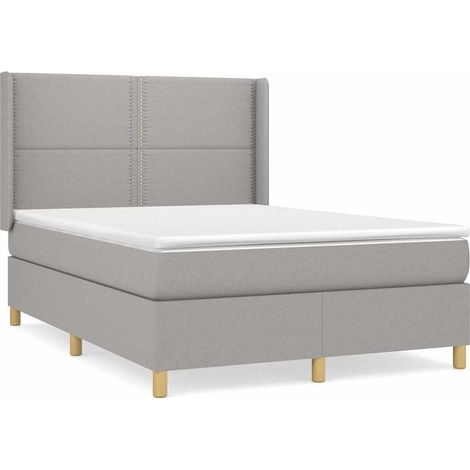 Maison Exclusive - Boxspringbett mit Matratze Hellgrau 140x200 cm (1/5)