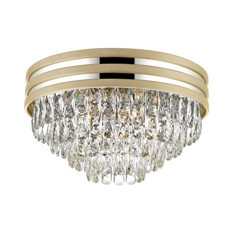 Zumaline NAICA Plafón de Cristal, Oro Mate, Transparente, 5x E14