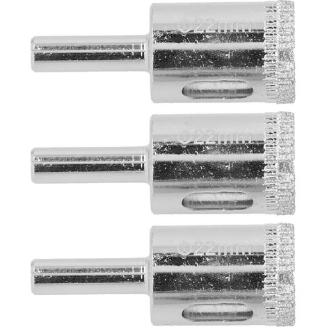 Ensemble de 3 scies cloches pour verre, scie cloche en acier allié de 22 mm pour céramique, convient au verre, aux carreaux de céramique, aux carreaux de sol et au marbre. (1/5)