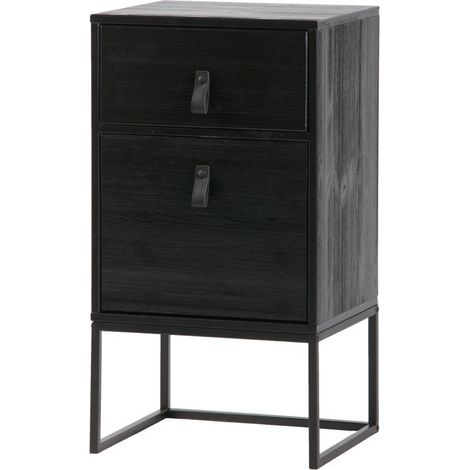 Table de chevet en bois avec tiroir et porte couleur noir GEARID
