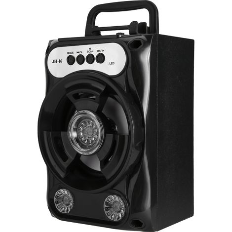 Enceinte Bluetooth portable d'extérieur B16 en ABS avec support pour téléphone, noire