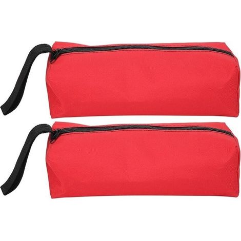 Lot de 2 petites pochettes à outils. 25 X 8.5 X 7 cm pochette de rangement portable multifonctionnelle en polyester 600D avec sangle de suspension et fermeture à glissière (rouge) (1/5)