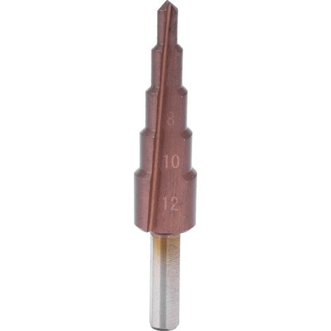 Foret étagé multifonction en acier rapide HSS avec revêtement cobalt M35, queue triangulaire, coupe-trous 4-12 mm (5 niveaux) (1/5)