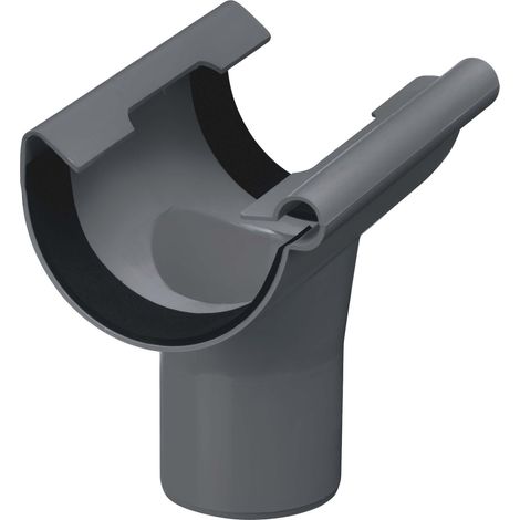 INEFA Ablaufstutzen halbrund, PVC Einhangstutzen Dachrinnenzubehör, einfache Steckmontage, Made in Germany - NW 100/DN 75 Anthrazit