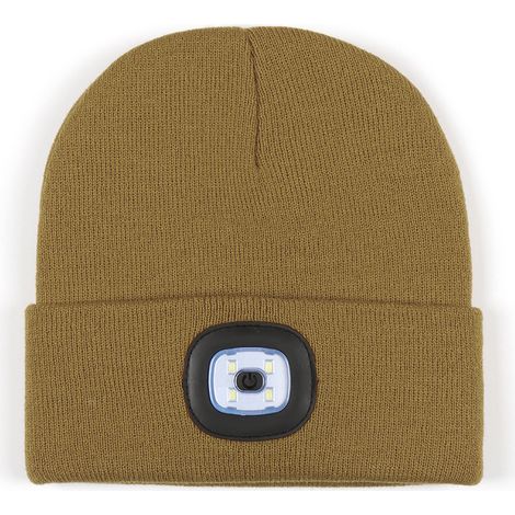 Chapeau d'éclairage de phare émettant de la lumière LED amovible et lavable bonnet chaud d'hiver tricoté (1/4)