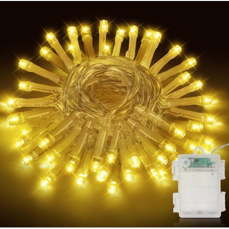 Ensemble 1 pièce, blanc chaud, 6M 40LED lumières de Noël à piles, lumières de Noël intérieures et extérieures pour balcon, jardin, chambre, fête