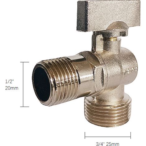Robinet à boisseau sphérique pour machine à laver - 1/2" mâle vers 3/4" mâle - Corps - Poignée 1/4 de tour - Installation rapide - Standard - Durable (1/4)