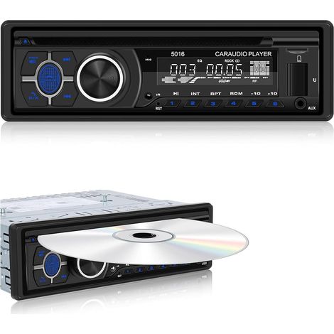 1 Din Autoradio CD Player - Lecteur CD Voiture avec Appel Mains Libres Bluetooth - Récepteurs Audio avec Radio AM/FM - DVD/USB/Carte SD/Port AUX + Télécommande (1/5)