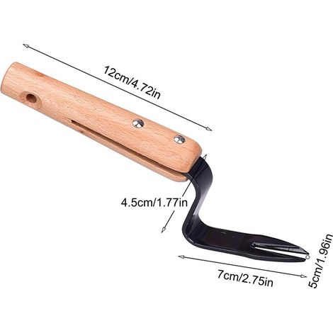 Désherbeur manuel pour le jardinage, les outils de désherbage de jardin avec poignée en bois pour jardin, pelouse, terres agricoles (1/5)
