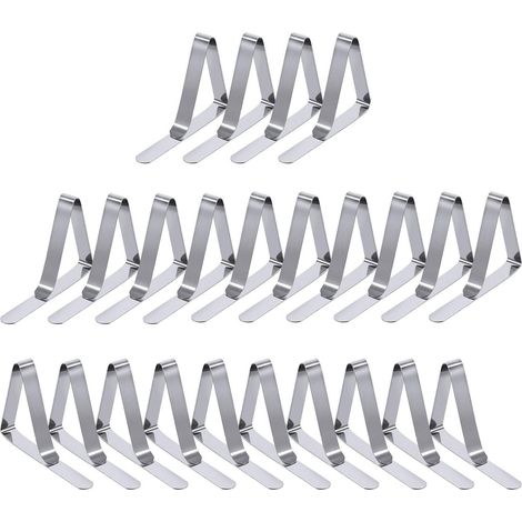 Lot de 24 pinces à nappe inox coupe-vent pour pique-niques et fêtes (1/5)