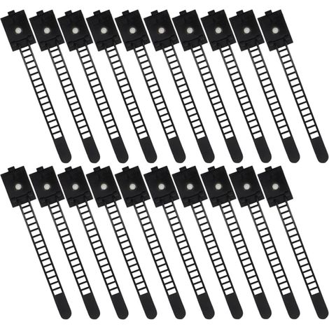 25 Pièces Clips Adhésifs de Gestion des Câbles en Abs Noir, Attaches Réglables et Robustes pour Organiser Fils Bureau, Design Simple et Classique (1/5)