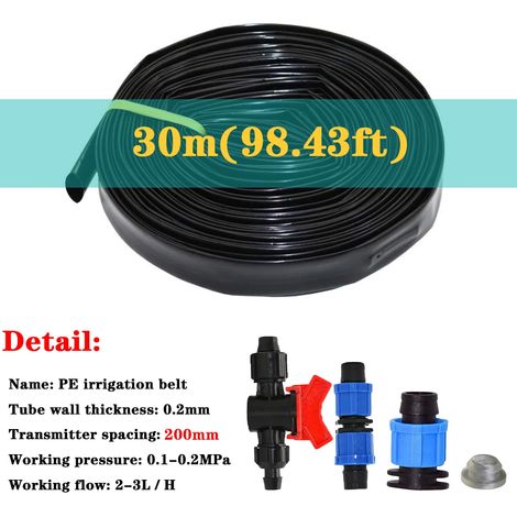 (Espacement 200 mm, longueur 30 m - 5/8 po) Ruban d'irrigation goutte à goutte de 16 mm d'épaisseur et 0,2 mm d'espacement, pour serre, exploitation agricole, tuyau d'arrosage poreux, ruban de réparat (1/5)