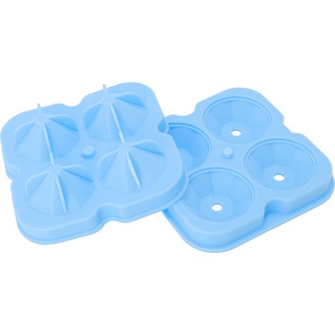 Moule à glaçons en silicone 4 trous en forme de diamant pour chocolats, bonbons et glaçons décoratifs bleu