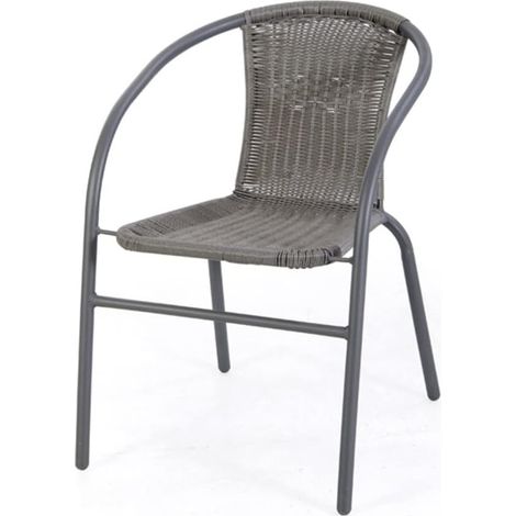 VERDELOOK iOS, Sedia con Braccioli, Struttura in Metallo Verniciato e Seduta in Polyrattan, 53.5x60.5x74 cm (1/4)
