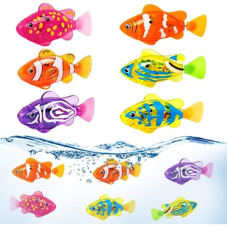 6 Pièces Roboter Fish, Poisson Roboter, Natation Fish avec Lumière, Fonctionnant sur Piles, Jouet réutilisable pour Bebe Enfants Chat Chiens, Jouet de Piscine pour la Piscine (1/5)