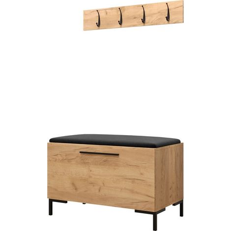 Conjunto para recibidor Nomal VIII, Craft roble, 0x0x0cm, Aglomerado laminado, Cuero ecológico, Montada en la pared, Colocada