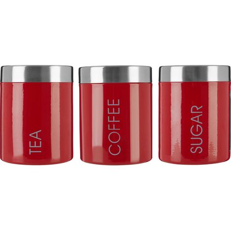 Premier Housewares Red Enamel Tea Coffee and Sugar Set (1/3)
