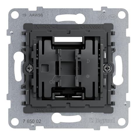 LEGRAND, SEANO INSERT D'INTERRUPTEUR, 2 PÔLES, BORNES ENFICHABLES, FONCTION D'ÉCLAIRAGE LED REMPLAÇABLE (NUMÉRO D'ARTICLE : 6650